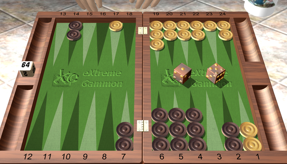 Backgammon Problem: Black is leading Yellow 2-0/5 and has a 5-1 to play